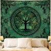 Green Nature Tree of Life Tapestry - Boho Hippie Mandala Y2K Wall Hanging | Aesthetic Ceiling/Backdrop Decor for Bedroom/Dorm