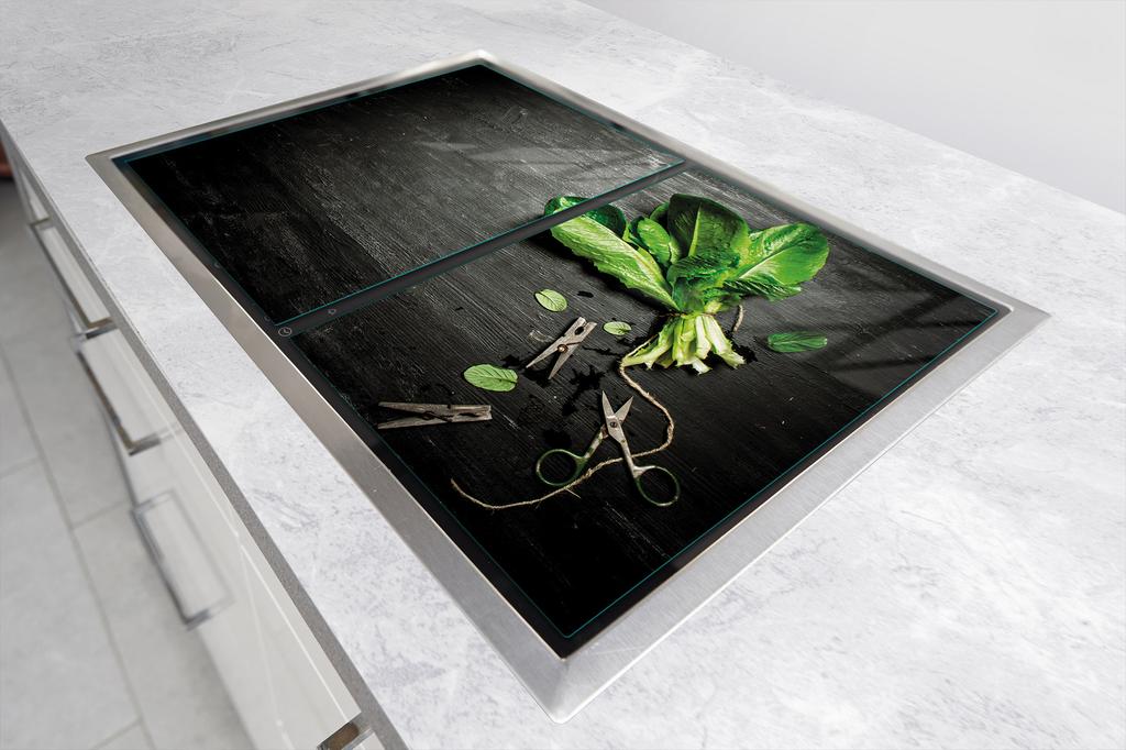 PIANO COTTURA IN VETRO PROTEZIONE 75x52 BASILICO