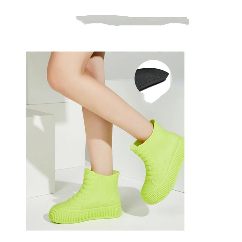 Women's Fashionable Non Slip Waterproof Thick Soled Height Increasing Rain Boots For External Wear