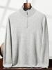 Eleganter Herren-Halbreißverschluss-Kaschmirpullover, einfarbige Strickware mit Stehkragen, Business Casual Pullover