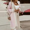 Women's  And Winter Women's Solid Color Stitching Long-sleeved Cardigan Knitted Sweater