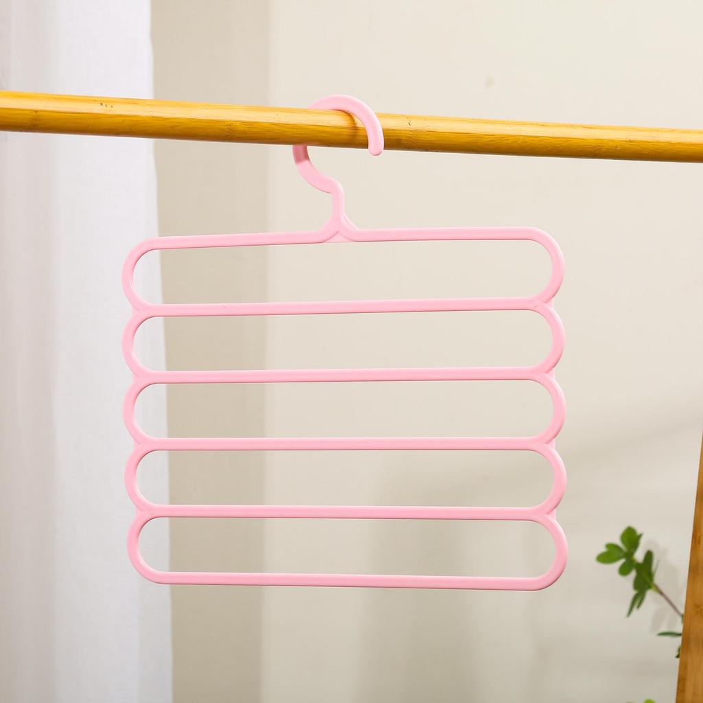 S-Shaped 5-Layer Multifunctional Pants & Scarf Hanger with Clips - No-Trace Storage Solution