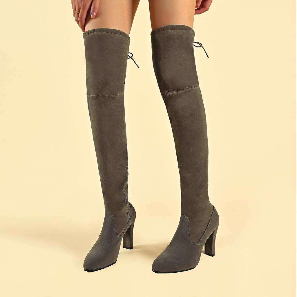 Fashion Winter Over The Knee Women Boots 2024 New Stretch Fabrics High Heel Slip On Shoes Pointed Toe Long Boots Women Thigh High Boots