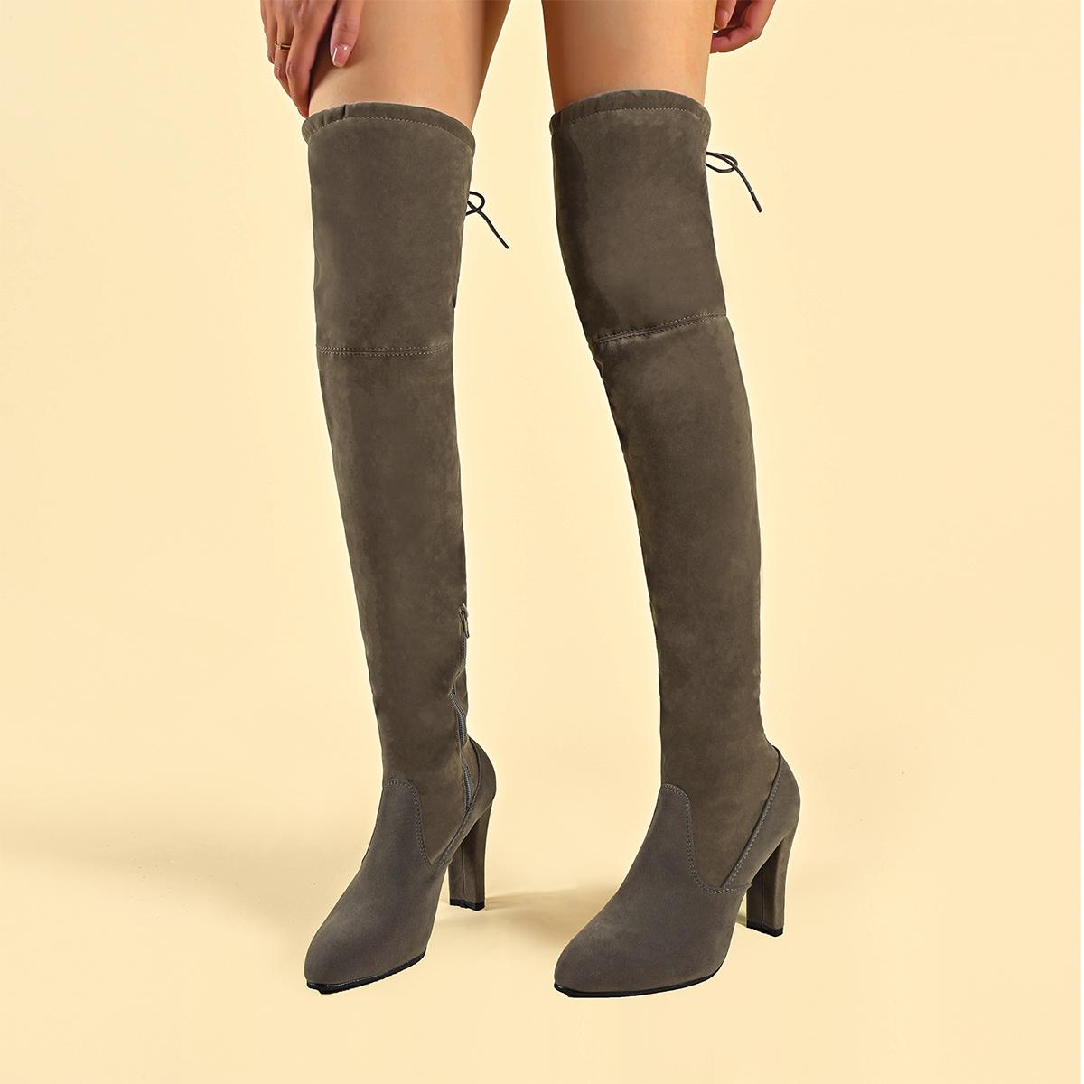 Fashion Winter Over The Knee Women Boots 2024 New Stretch Fabrics High Heel Slip on Shoes Pointed Toe Long Boots Women Thigh High Boots 36 3375₽