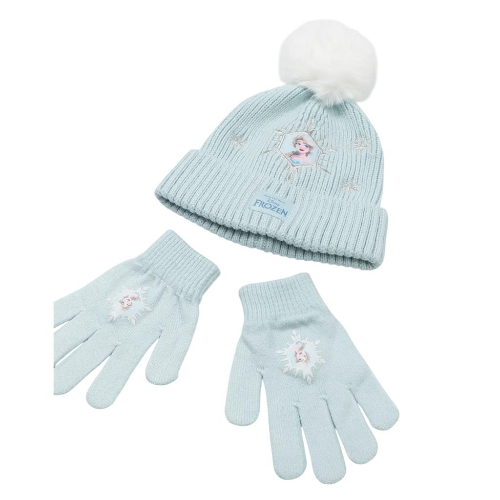 Frozen Girls Elsa Beanie & Gloves Set