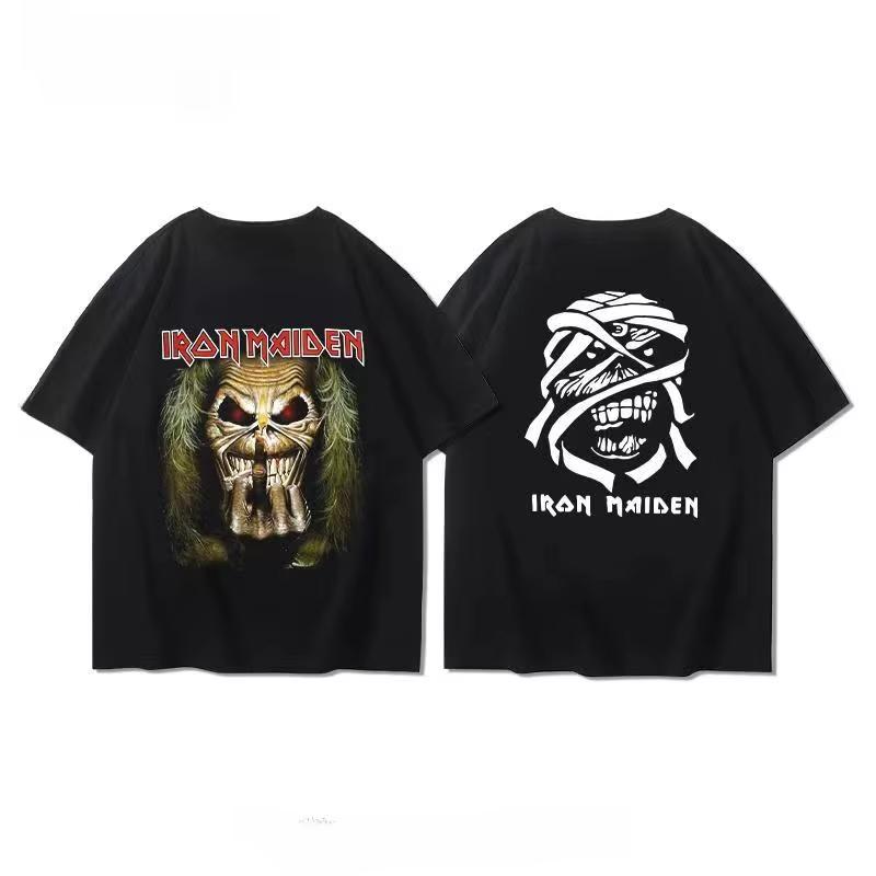 Band Around Short Sleeve T-shirt Male European High Street American Heavy Metal Rock Half Sleeve