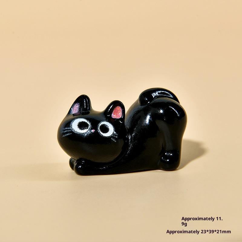 

1/6Pcs Cute Kitten Desktop Room Decor Figurine Miniature Cartoon Black Cat Micro Landscape Resin Ornaments For Home Decoration A5