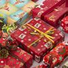 Feestelijk Cadeaupapier Set: Cartoon Kerst & Nieuwjaar Ontwerp met Tissuepapier