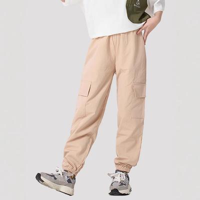 Spring & Autumn Kids' Mosquito-Proof Cargo Pants – Girls' Solid Color Casual Wear