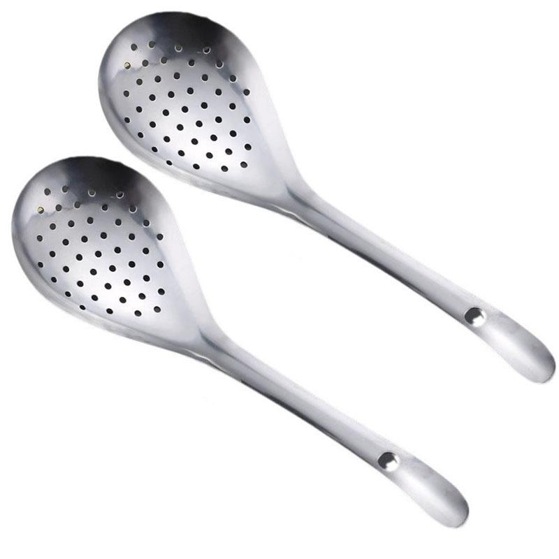 

1pcs Stainless Steel Strainer Spoon Skimmer Slotted Spoon Pepper Strainer Kitchen Colander Spaghetti Drain Spoon Food Filtration