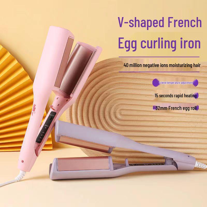 32mm French Egg Water Ripple Curling Iron with Negative Ion Technology for Big, No-Damage Curls