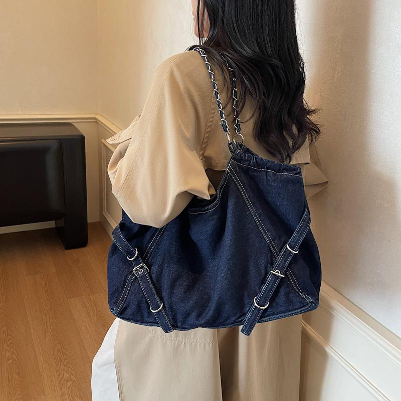 Vintage Denim Bag Women's Chain Underarm Shoulder Bag