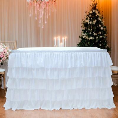 Yousheng Ruffled Table Skirt 5-Tier Pleated Chiffon Tablecloth Reusable Tutu Table Skirt for Classroom Teacher Desk Back To School Birthday Party Cake