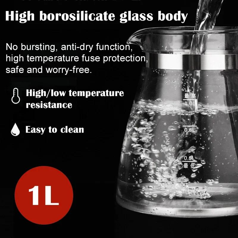 Vollautomatischer Dampf-Teekocher Schwarztee Glas Gesundheitstopf Wärmeisolation Elektrische Teekanne Wasserkocher 1L 220V