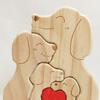 Wooden Dog Family Puzzle Loving Family Dog Jigsaw Puzzle with Red