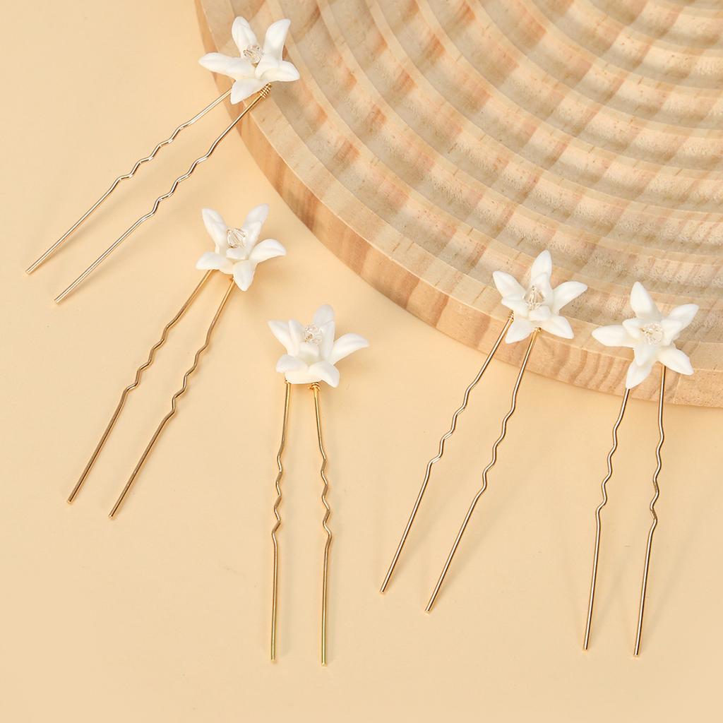 Fashion Ceramic Flower Bride Hair Pins for Women Bridal Wedding Tiara Head Ornaments Headdress Hair Pin Hair Accessories Jewelry