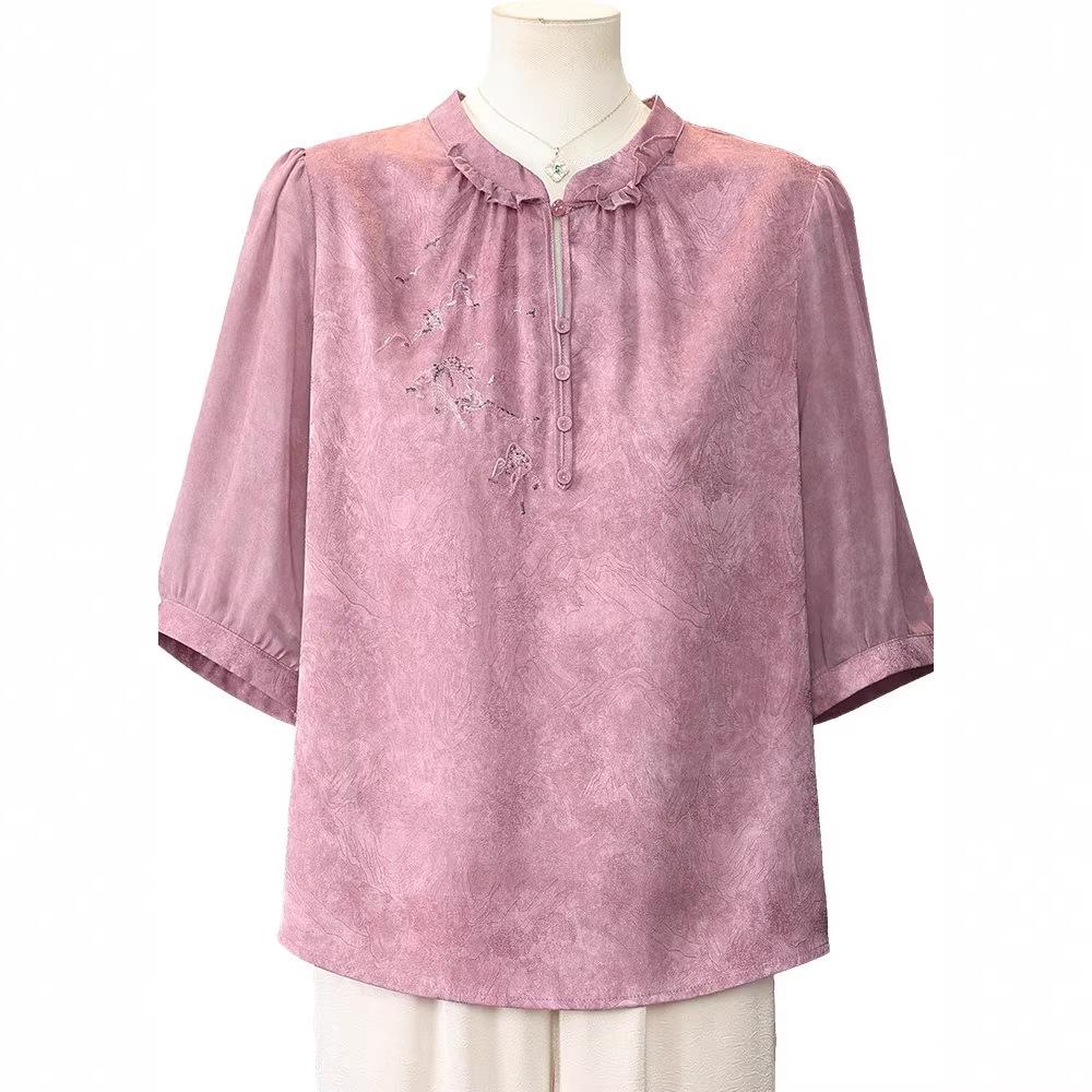 Chiffon Blouse for Summer 2026: Elegant Short Sleeve Chinese Style for Moms