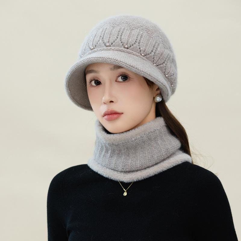 Autumn and Winter Hats for Women  Fashionable and Versatile Plush Hat Outdoor Casual Cold Proof Wool Hat Can Scarf Warm Suit