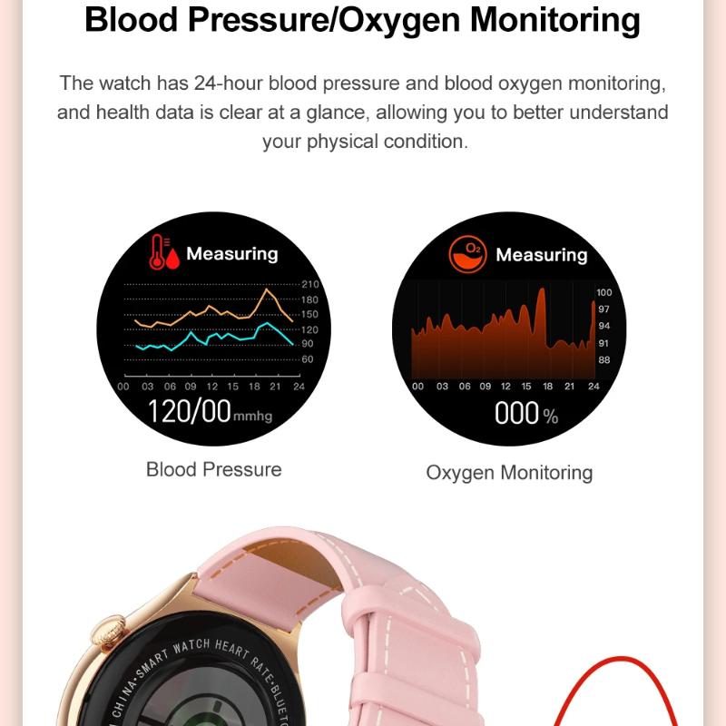 2025 Ny Dame Mote Smartklokke Kvinner AMOLED HD-skjerm GPS Puls Bluetooth-anrop Vanntett Utendørs Smartklokke for Xiaomi