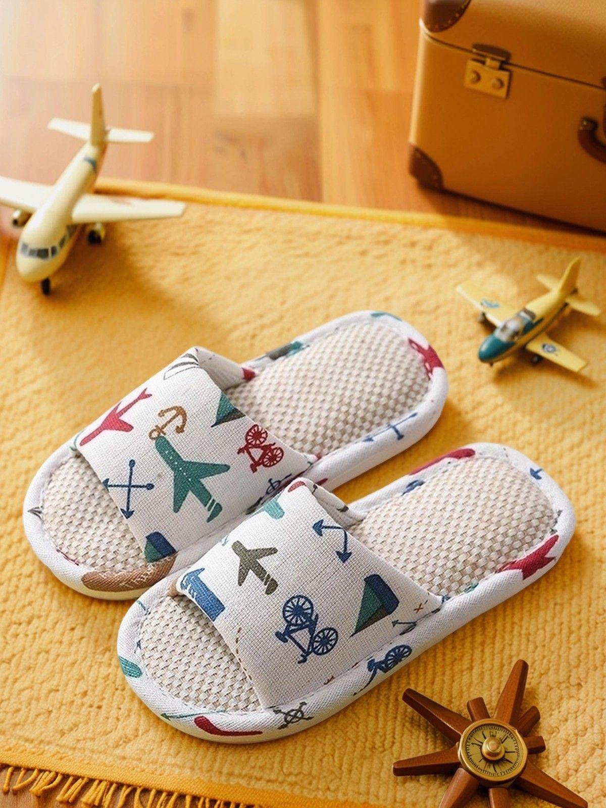 

Хлопково-льняные домашние тапочки для мальчиков и девочек, для ношения дома весной и зимой, нескользящие тапочки для младенцев и детей. One Size