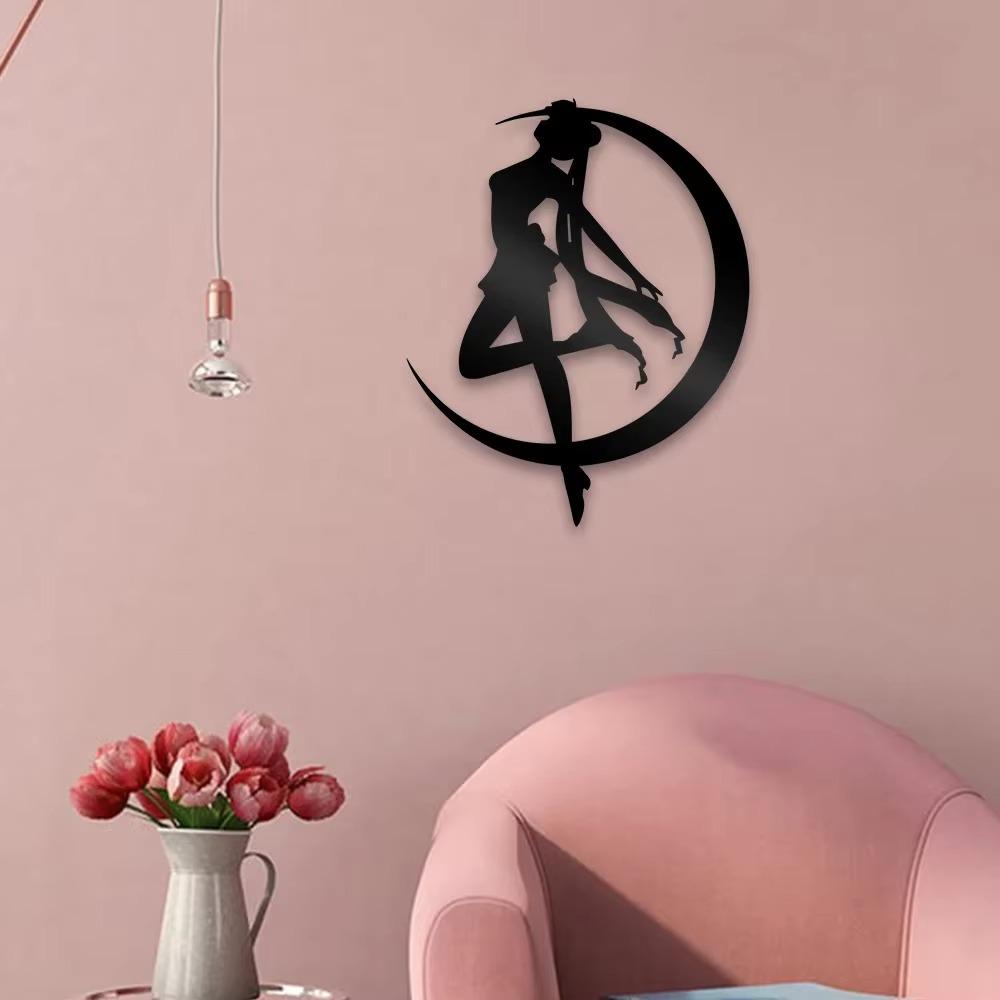 Magical Girl Metal Hanging Wall Art Plaque Black Letter Silhouette Cafe Kitchen Dining Room Decoration Bar Pub Club Poster