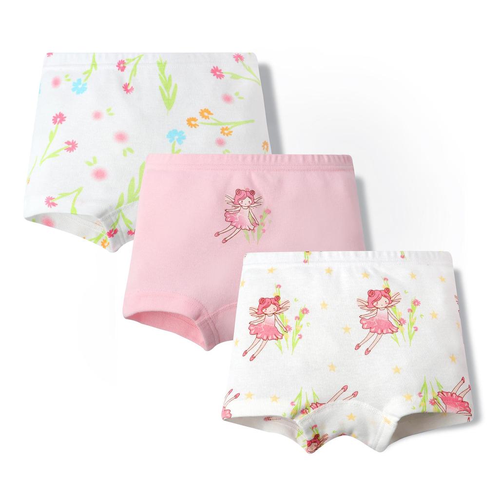 Girls' Pure Cotton Cartoon Boxer Briefs - Breathable School Shorts