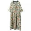 Johnature Women Vintage Dress Print Floral High Quality Stand Half Sleeve Chinese Style Cloths Summer Dress