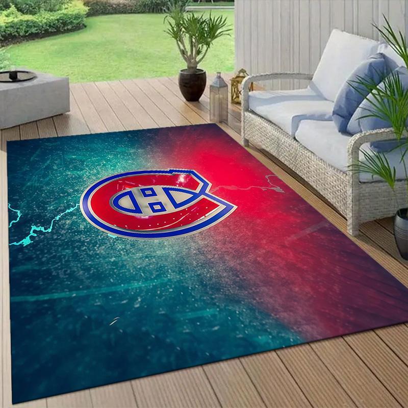 Montreal Canadiens2 Flannel Pattern Square Carpet,Area Rug,Carpet Rug for Living Room Bedroom Sofa Playroom Decor,Non-slip Floor Mat
