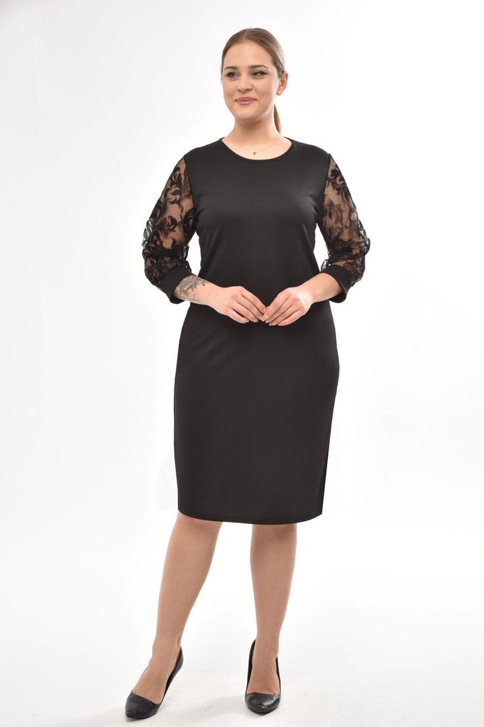 Women's Big Size Dress Polka Dot Flocked Sleeve Plus Size Dress 9B-2141