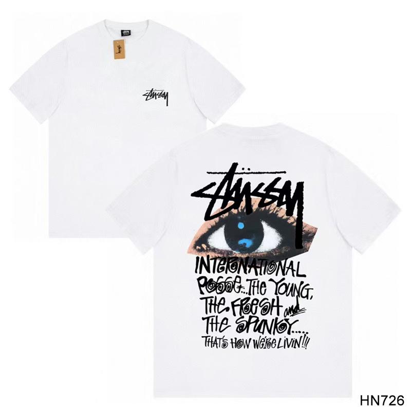 Stussy 2025 Sommer Neues Hochwertiges Rundhals-T-Shirt aus Baumwolle für Männer und Frauen Klassisches Logo mit neuem Musterdruck Paar-T-Shirt