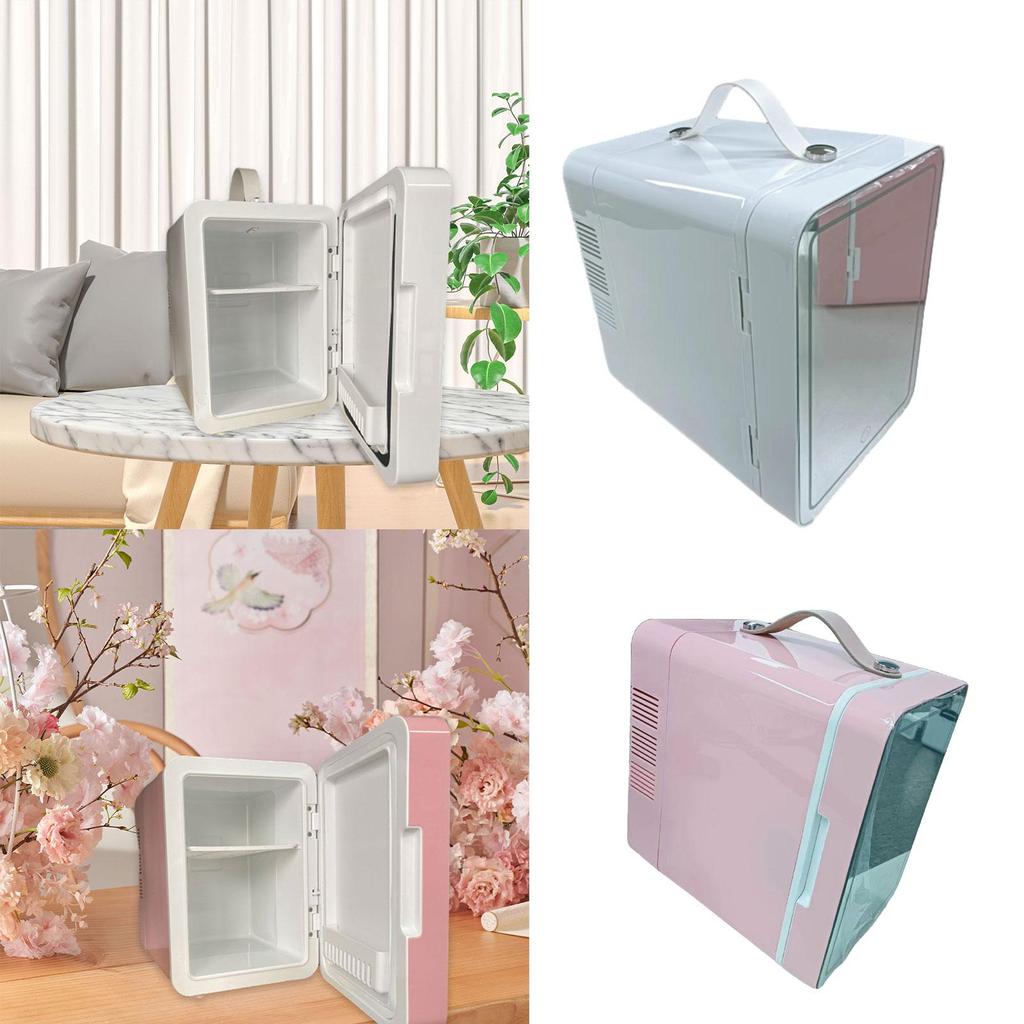 Mini Koelkast Koelen en Warmen Laag Geluidsniveau met LED Make-up Spiegel Mini Huidverzorgingskoelkast voor Cosmetica Beauty Make-up Reizen Slaapkamer