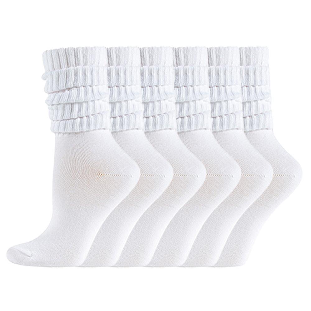 5Pairs Women Bulk Boot Stacked Scrunchie Winter Warm Mid-calf Socks, Couple Soft High Boot Socks Warm Thick Woman Mid-calf Socks