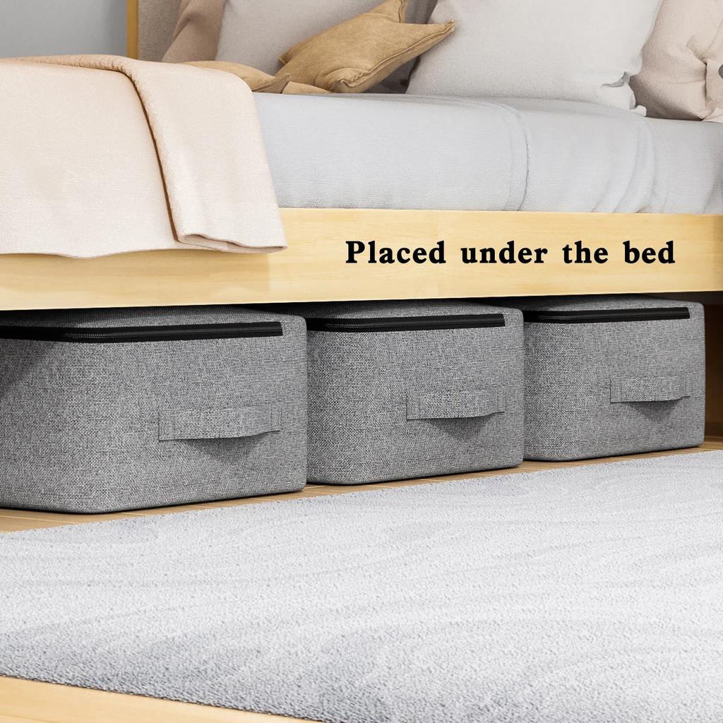 1PC large bed bottom storage bag Clothing organizer zipper folding organizer Bedroom shelf wardrobe gray
