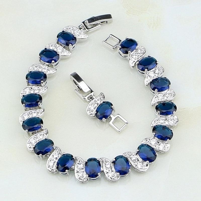 Casual Mystic Sky Blue Cubic Zirconia White Cubic Zirconia Charm Bracelets For Women Fashion Bracelet