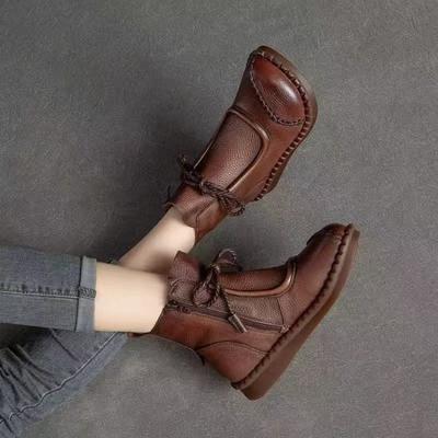 Schuhe im neuen Stil: Retro Stiefel, Verdickte Baumwollstiefel, Damen-Ankle-Boots mit weicher Sohle und weichem Obermaterial für den Alltag