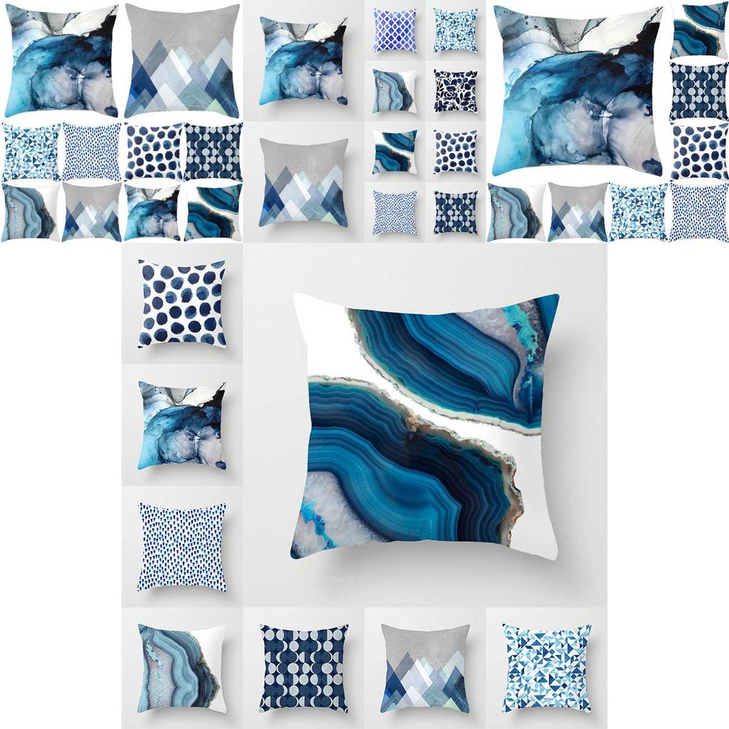 Luxurious Blue Simple Pattern Pillow Cases For Home Decor Car And Sofa