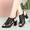 Soft Leather Hollow High Heel Comfortable Roman Sandals Summer Breathable Fashionable Versatile Fish Mouth Women Elegant Sandals