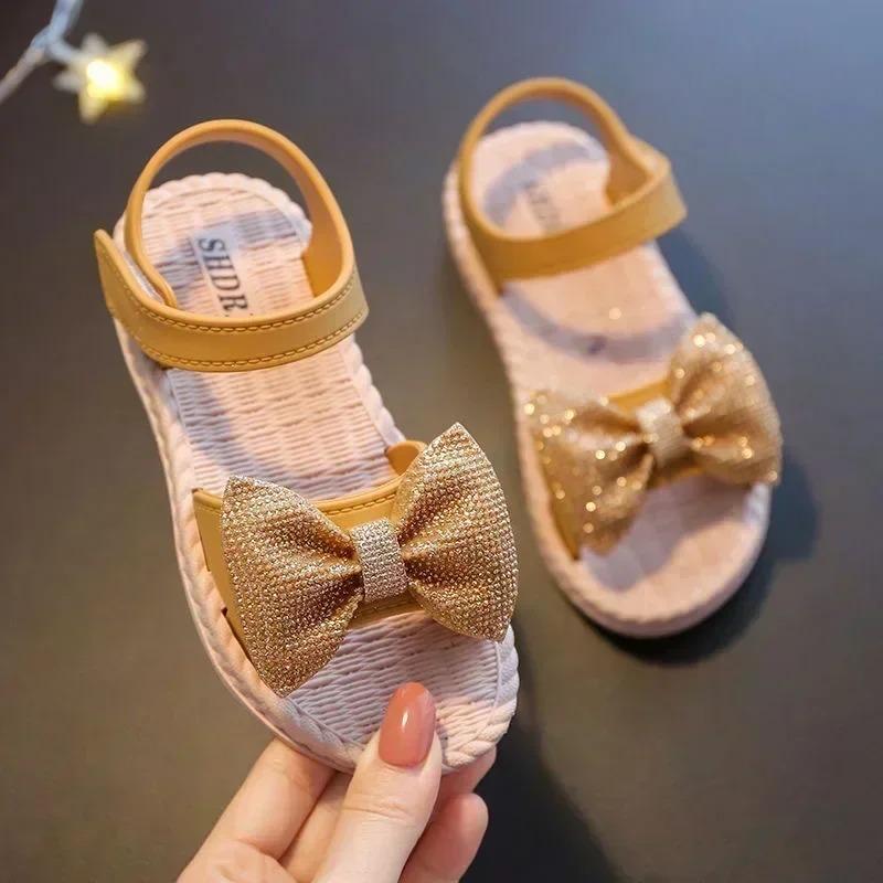 Sandalias Summer's Princess Child Sandals Bow Tie Girls' Shoes Casual Non Slip Kids Shoes Beach Shoes