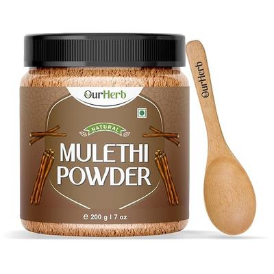 OurHerb Organic Mulethi Powder| Liquorice | Yashimadhu | Glycyrrhiza Glabra | For Skin, Hair with Natural Pigmentation Face Pack | with Wooden Spoon