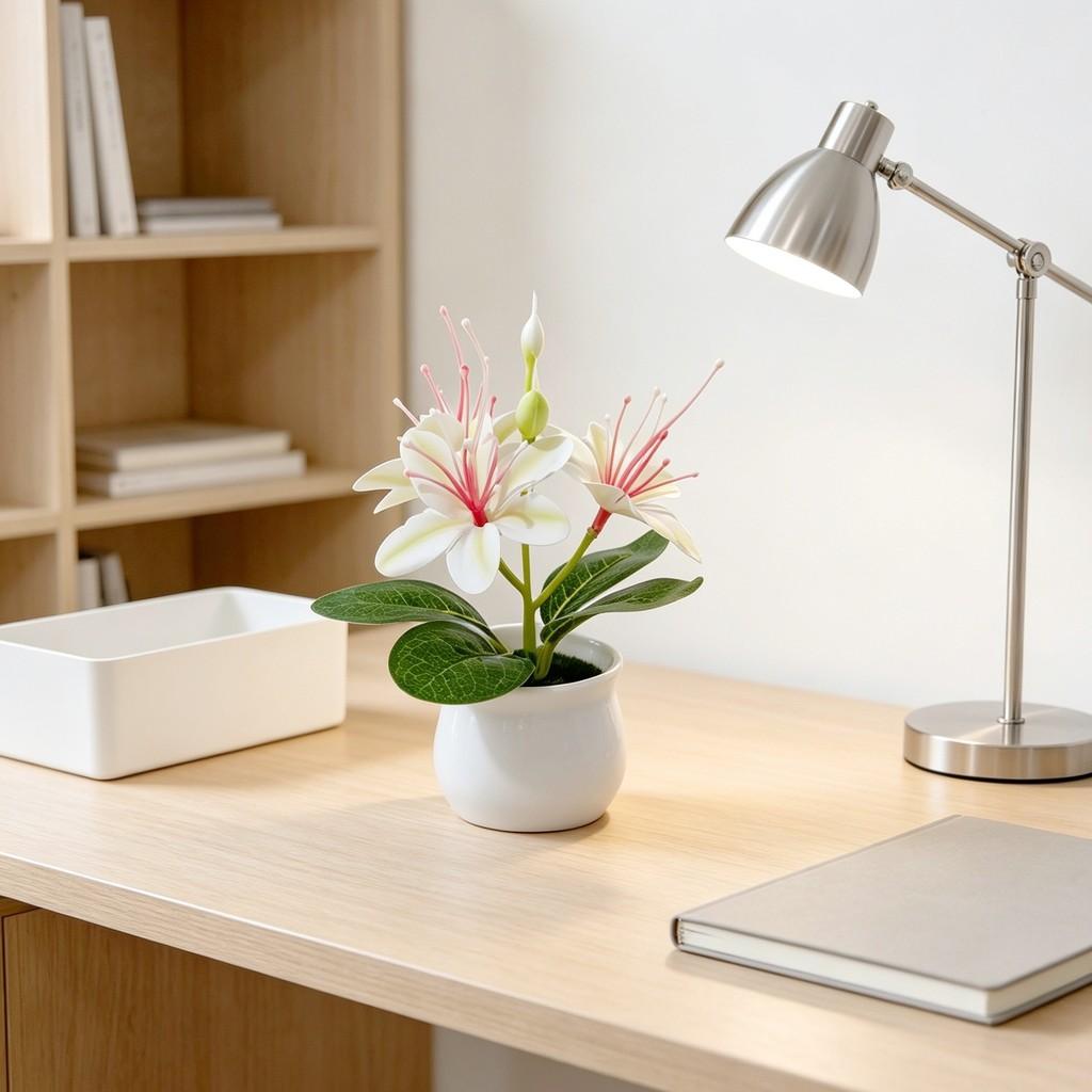Mini Jasmine Faux Plant With Plastic And Soft Gel For Home Decor And Photography Props