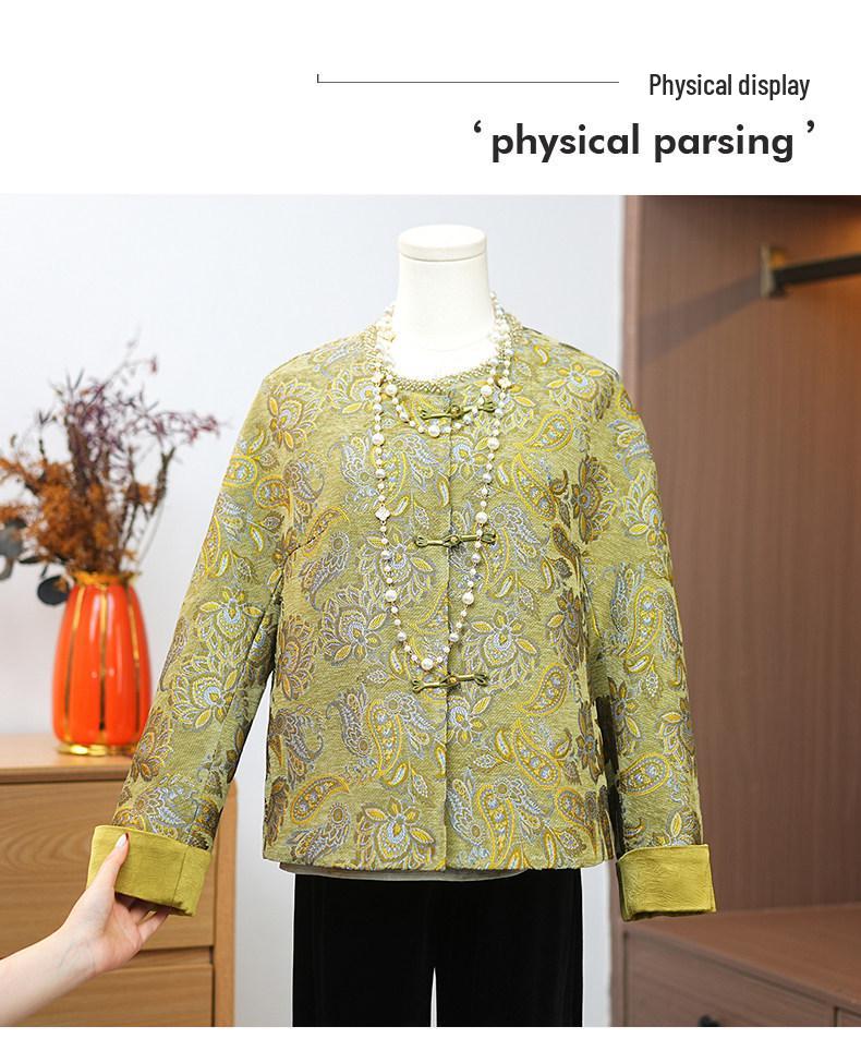 2026 Elegant Floral Embroidered Retro Jacket for Middle-Aged Women