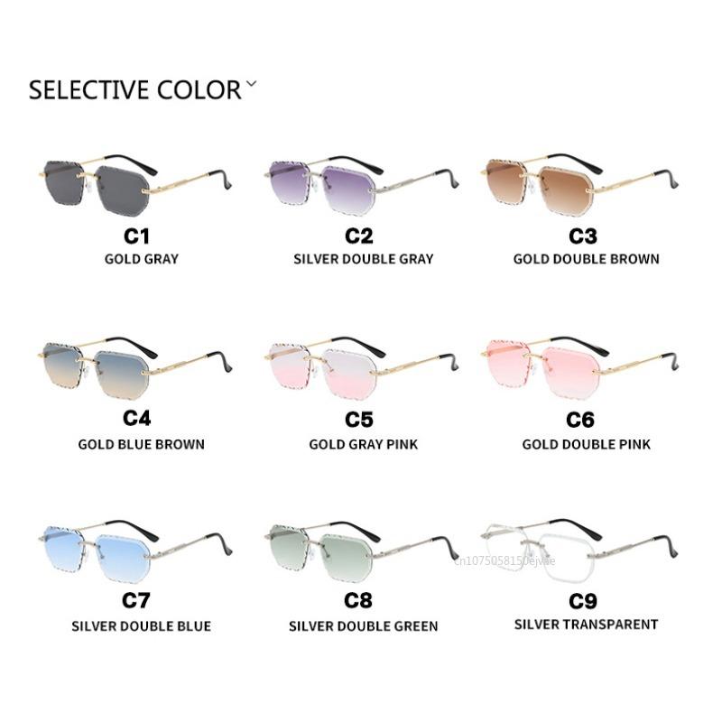 Square Rimless Sunglasses  Trend Metal High-Grade Men'S And Women'S Sunglasses Street Photo Sunglasses Gradient Goggle