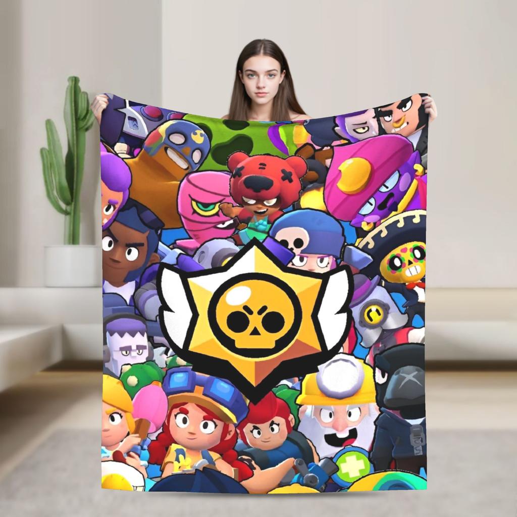 Emz Spike Squeak-Brawlld Blankets Cartoon Game Flannel Funny Warm Throw Blanket for Home Summer