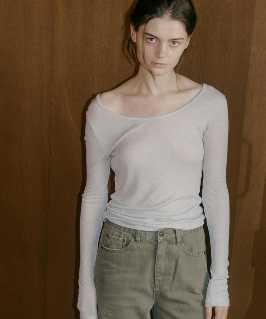 108POUND Mist U-Neck Tee_Light Melange