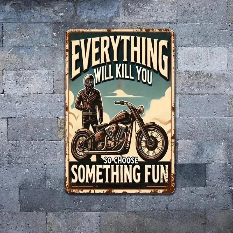 Vintage Motorcycle Tin Sign Garage Bar Cafe Wall Art Decor 8x12 Inches