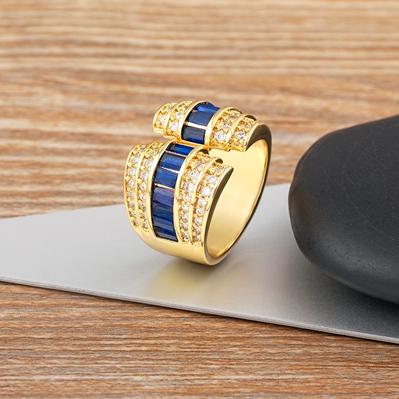 

Nidin New Exquisite Irregular Zircon 5 Colors Open Rings Korean Fashion Adjustable Jewelry Wedding Party Luxury Accessories Gift темно-синий