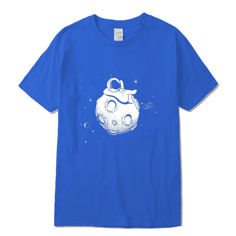 Men Tshirt High Quality 100 Cotton Short Sleeve Fun Casual Astronaut Print Men Tshirt Casual O