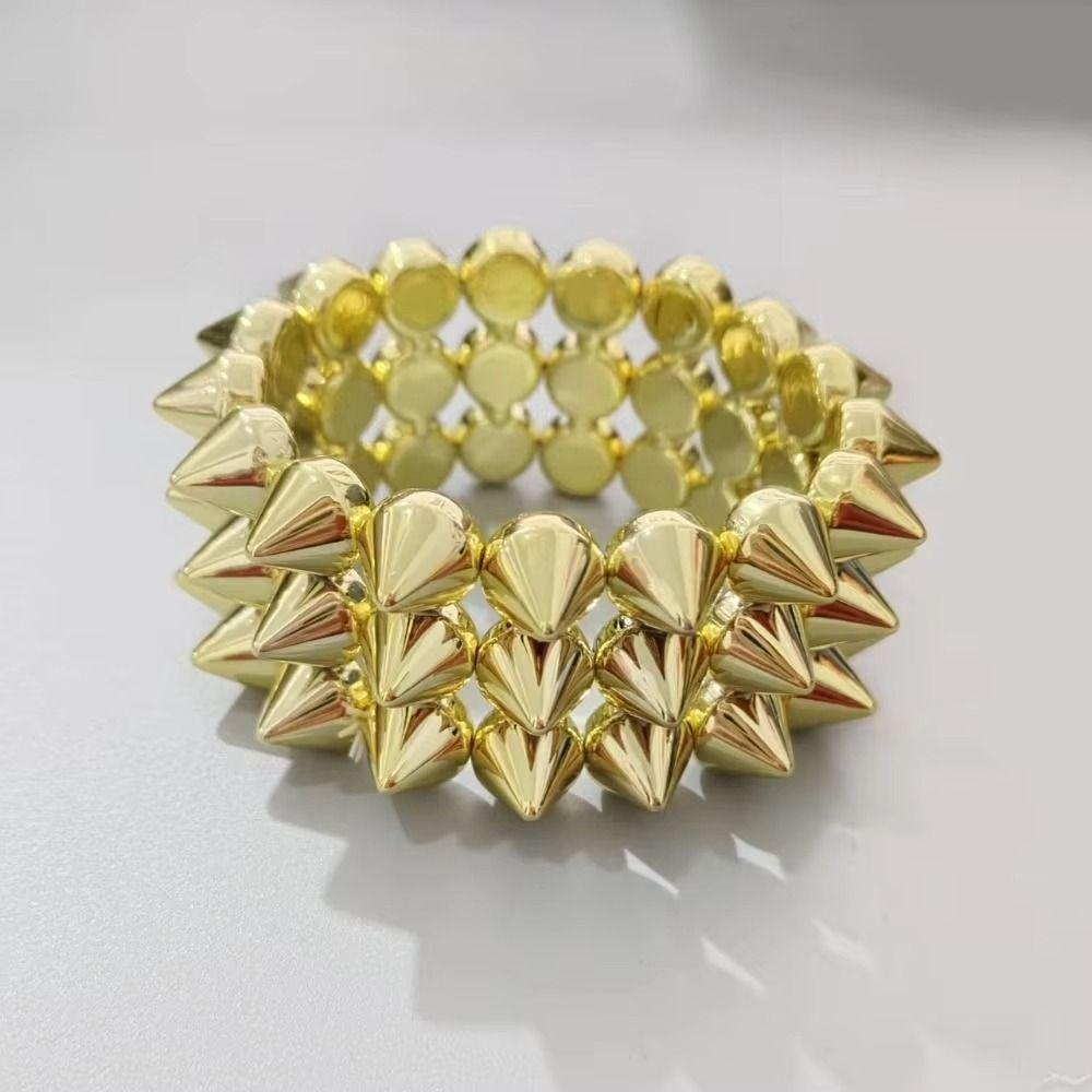 Three-row Punk Style Bracelets Y2K Jewelry Goth Rock Bangle Cool Rivet Cone Bracelets  Hip-hop