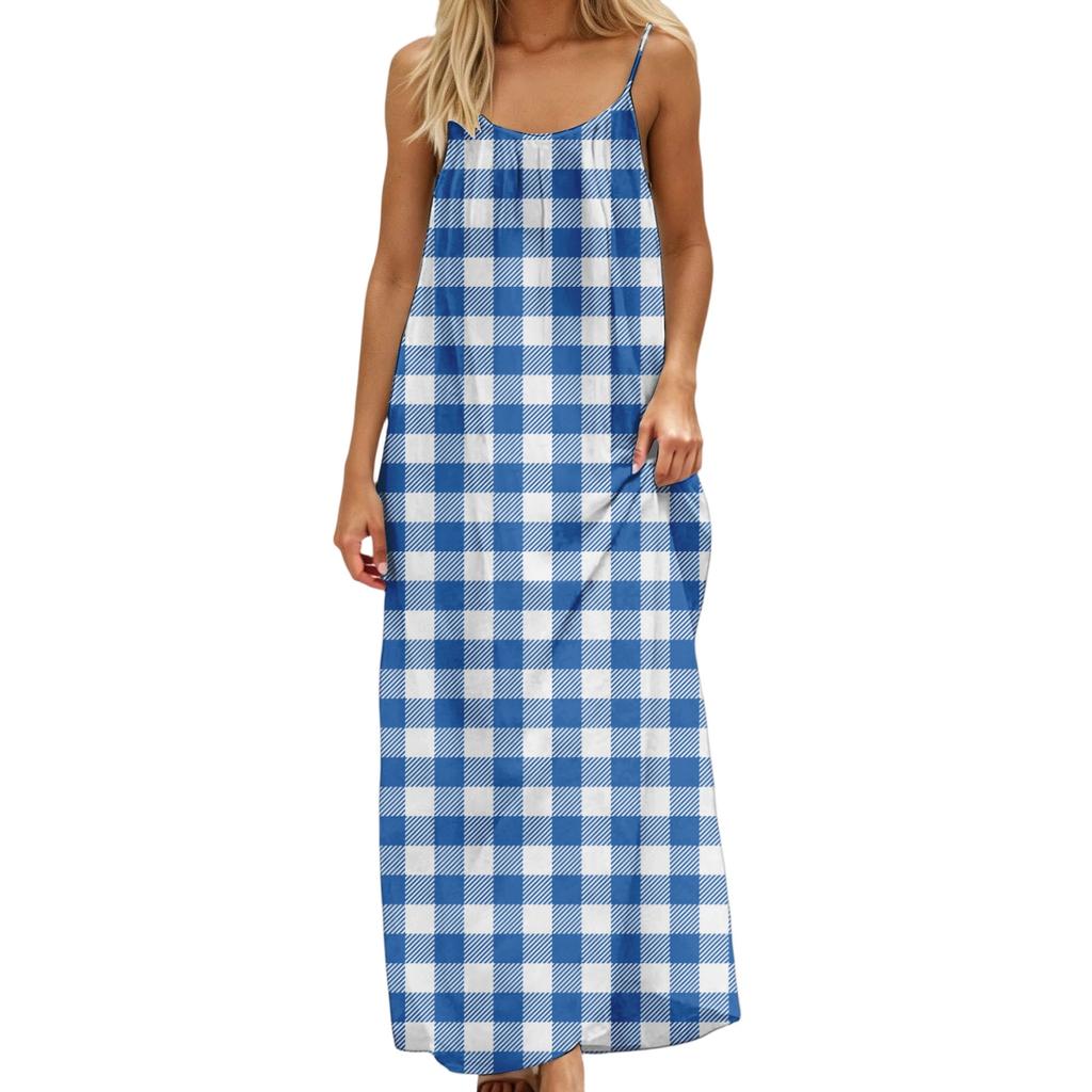 Women's casual fashionable striped checkered printed dress