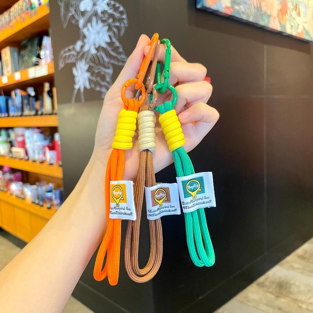Hand Woven Umbrella Double Rope Nylon Rope Keychain Hiking Buckle for DIY Making Bag Pendant Keychain Charm